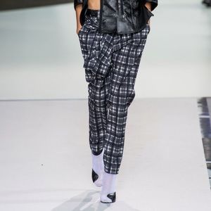 3.1 Phillip Lim navy & white plaid shirt tie pant